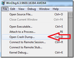 Open Crash Dump in WinDbg
